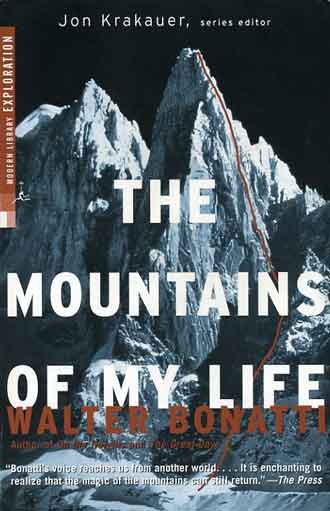 
Petit Dru with the Bonatti Pillar route climbed by Walter Bonatti solo from August 17-22, 1955 - The Mountains Of My Life book cover

